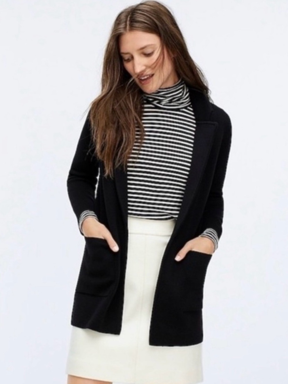 J Crew Black Women's Chelsea Cardigan Sweater 100% Cotton Size XS